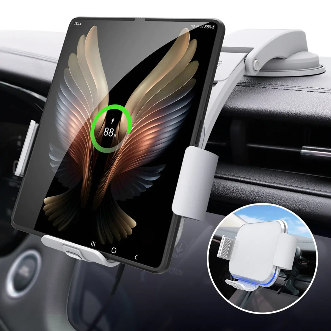 Revolutionary Foldable Phone Wireless Charger & Car Mount - Fast Charging, Auto-Grip, Universal Fit