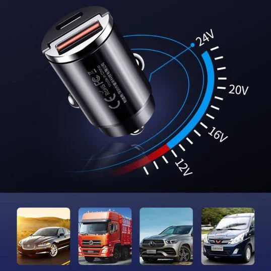 Ignite Your Drive: 90W Dual PD/QC Fast Car Charger - Sleek, Powerful, and Universally Compatible